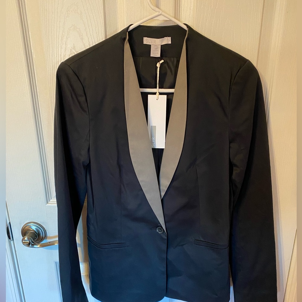 SLVR Adidas Black Button Front Blazer